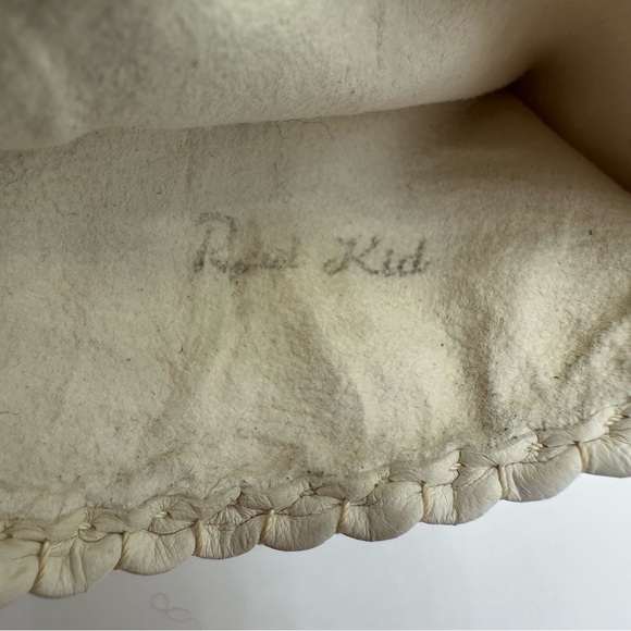 Strawbridge & Clothier 8 Real Kid Leather Washable Bone Pearl Leather Gloves - Picture 8 of 12